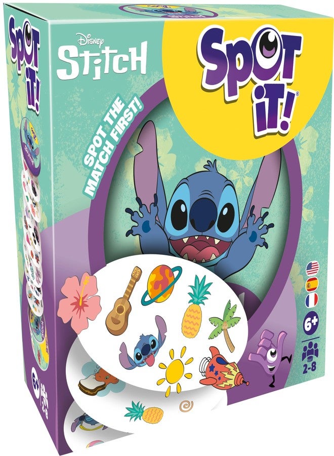 Asmodee Spot It! Disney Stitch - Quick Observation Card Game Featuring Beloved Characters, Fun Matching Game for Kids and Adults, Ages 6+, 2-8 Players, 15 Minute Playtime - Image 1